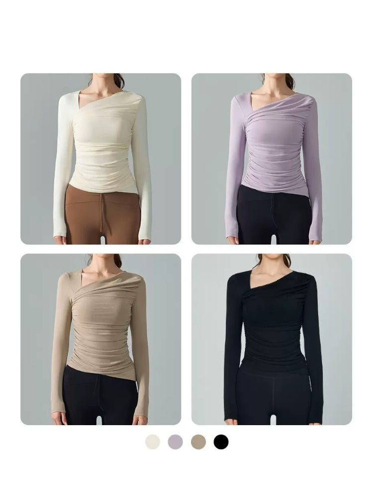 シアーアシンメトリーチュールトップス