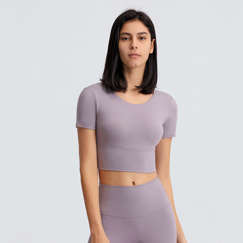 Back Cross Short Sleeve Top in 4 Color