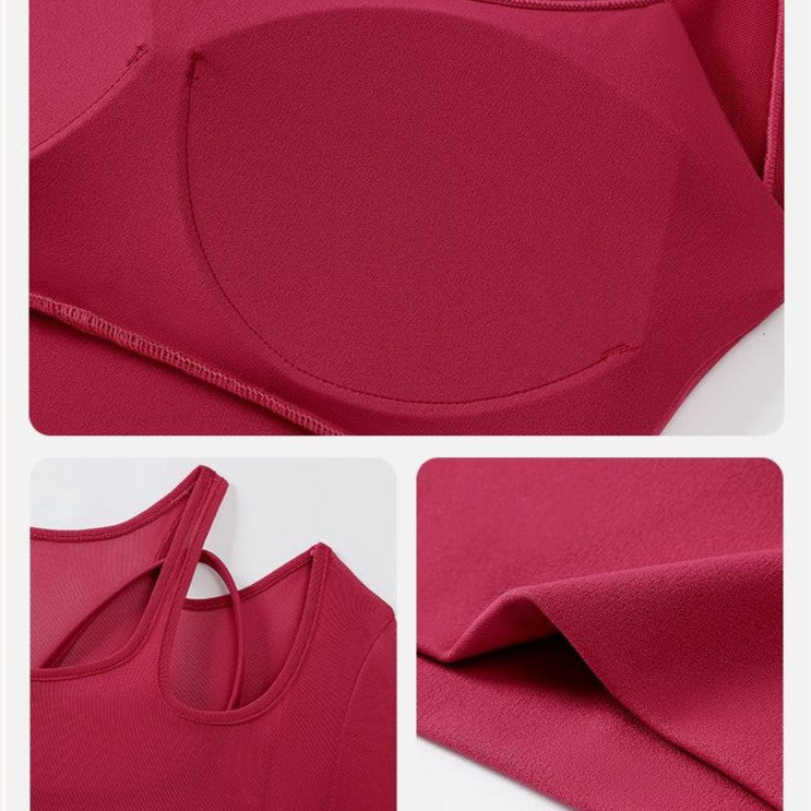 カップ付き 透け感メッシュトップ