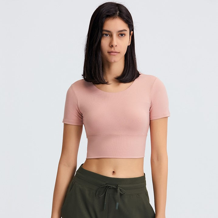 Back Cross Short Sleeve Top in 4 Color