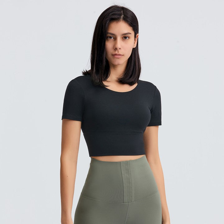 Back Cross Short Sleeve Top in 4 Color