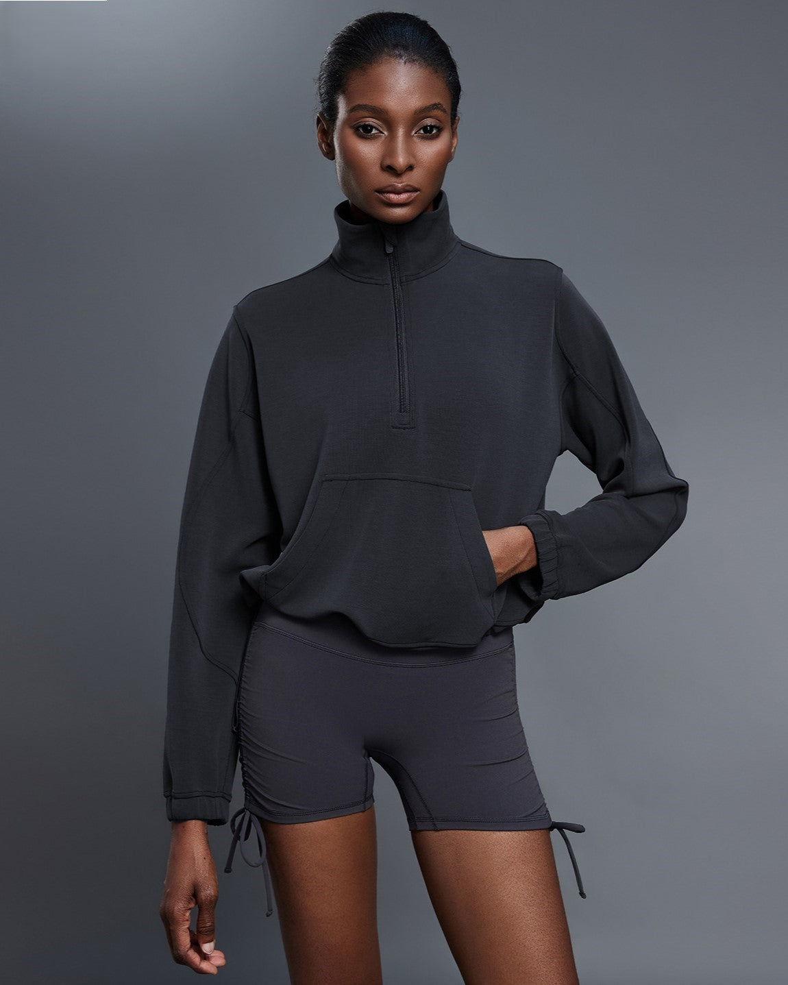 Drawstring Half-zip Sweatshirt