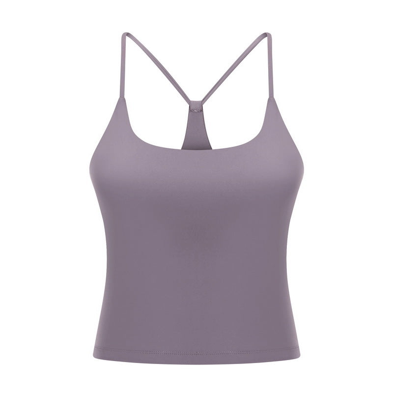 Slim Straps Camisole Top with Cups(long type)