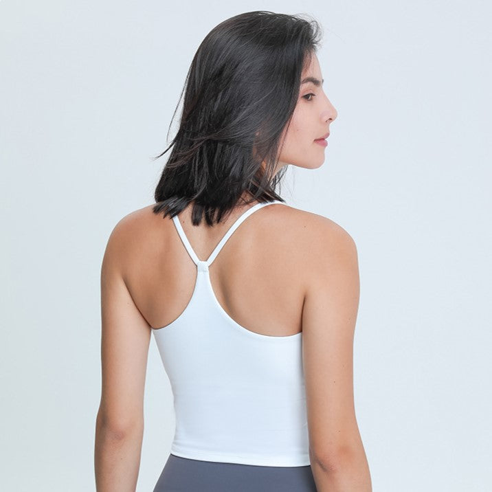Slim Straps Camisole Top with Cups(long type)