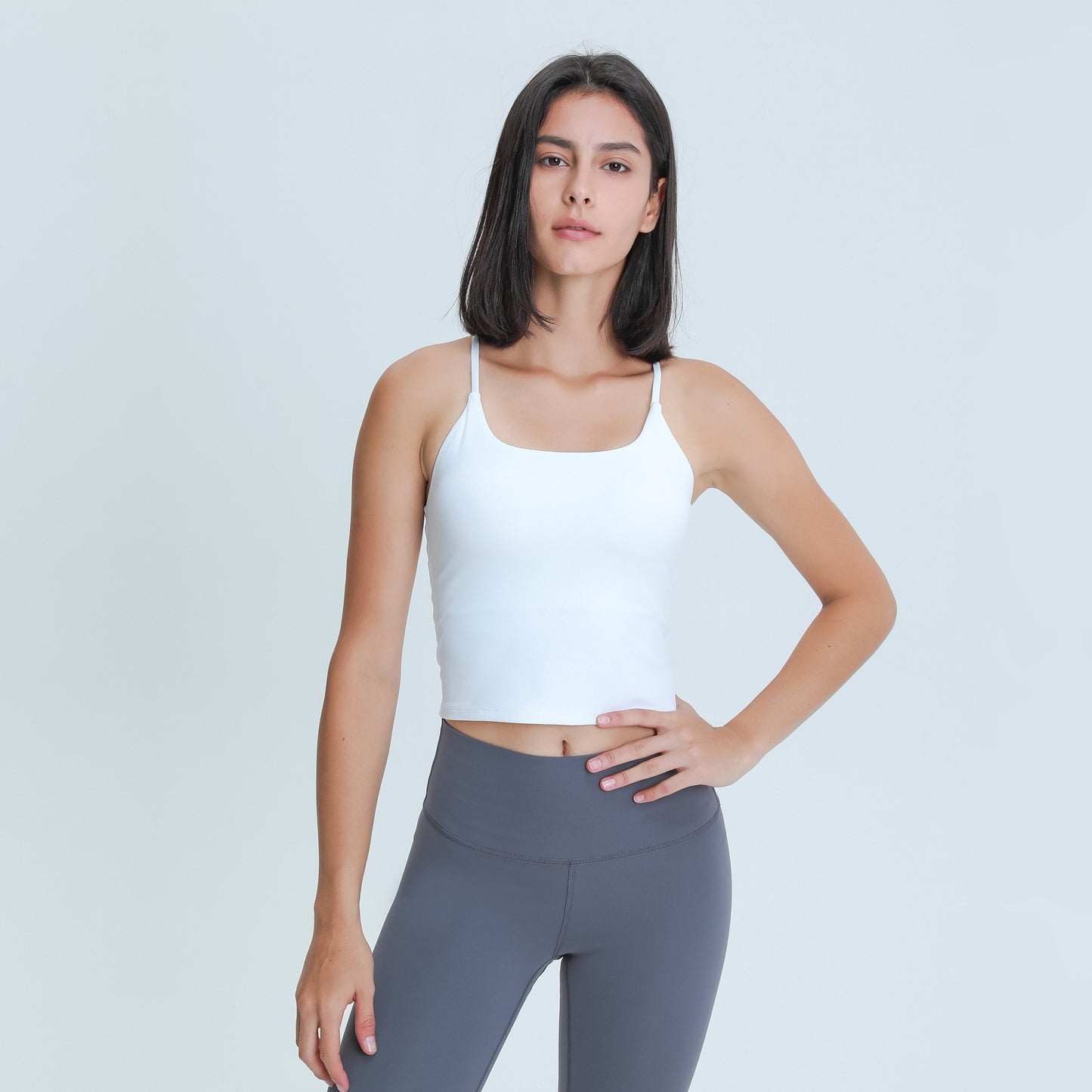 Slim Straps Camisole Top with Cups(long type)