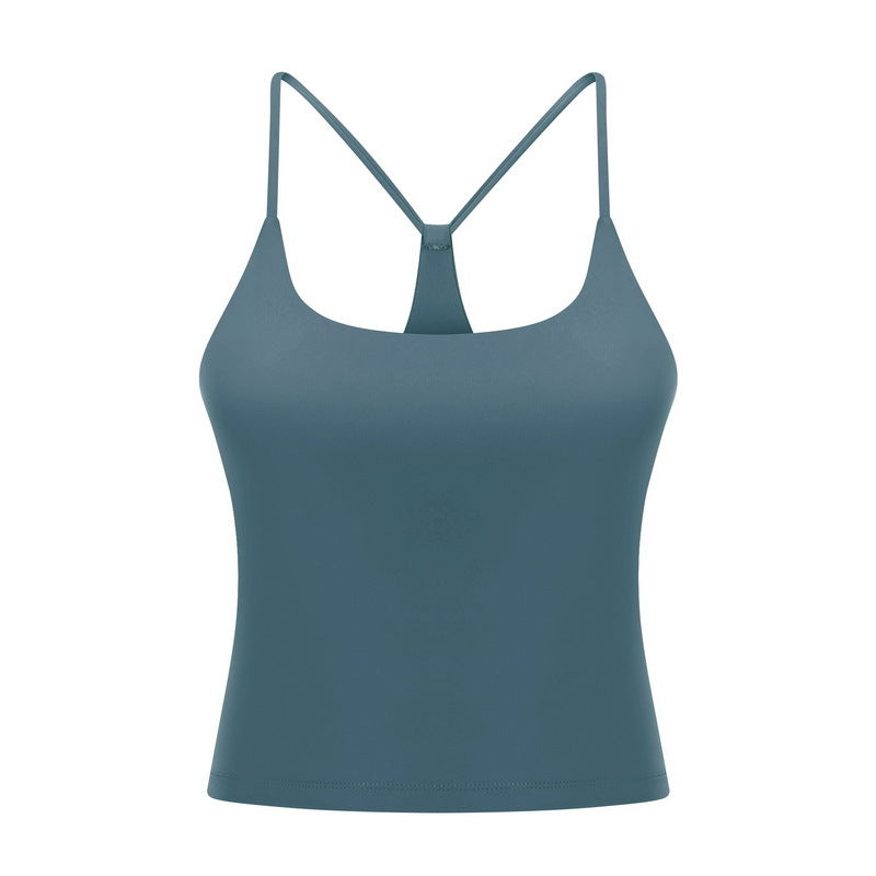 Slim Straps Camisole Top with Cups(long type)