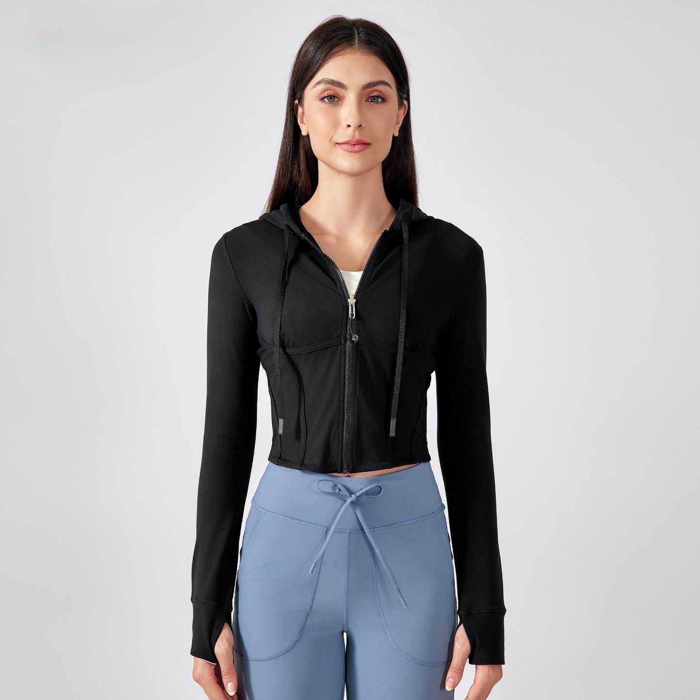 Cropped Zip-up Hoodie