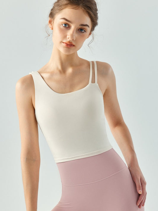 アシンメトリーダブルストラップトップス