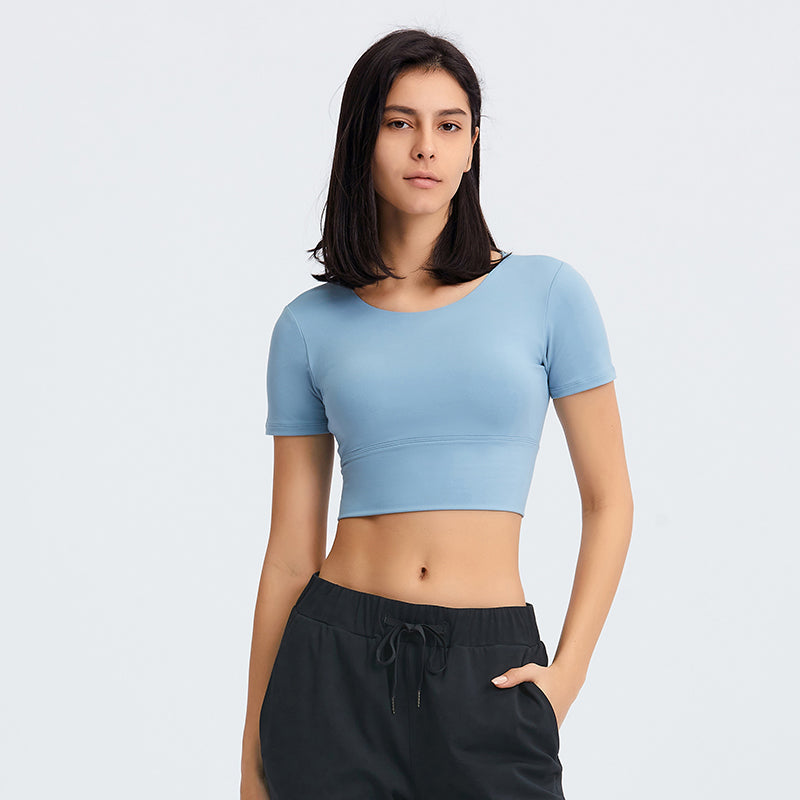 Back Cross Short Sleeve Top in 4 Color