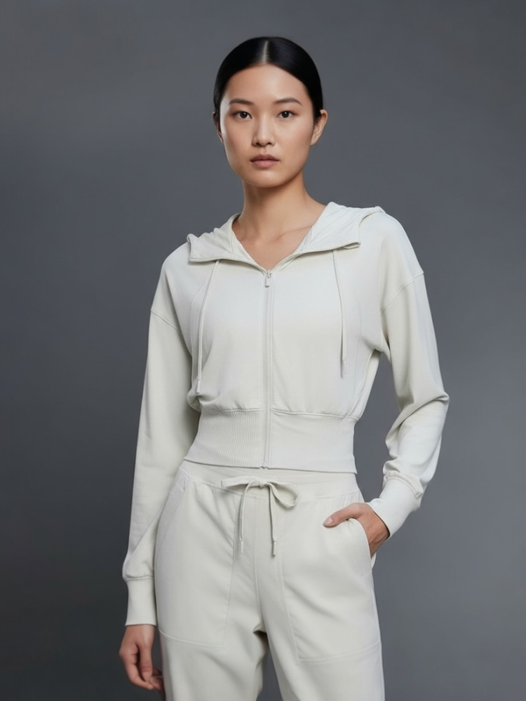 細見えシルエットリブジップアップパーカー