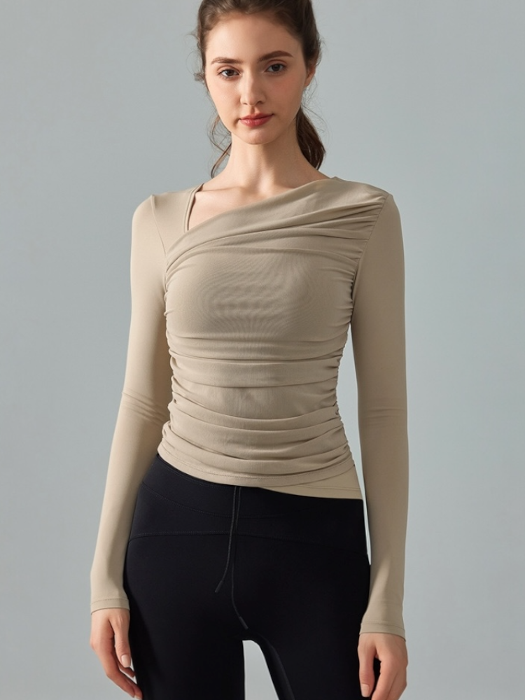 シアーアシンメトリーチュールトップス