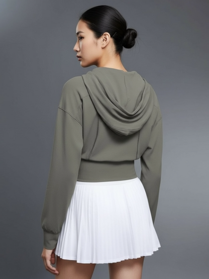 細見えシルエットリブジップアップパーカー