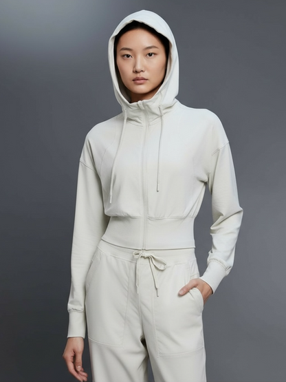 細見えシルエットリブジップアップパーカー