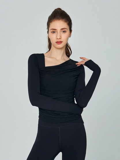 シアーアシンメトリーチュールトップス