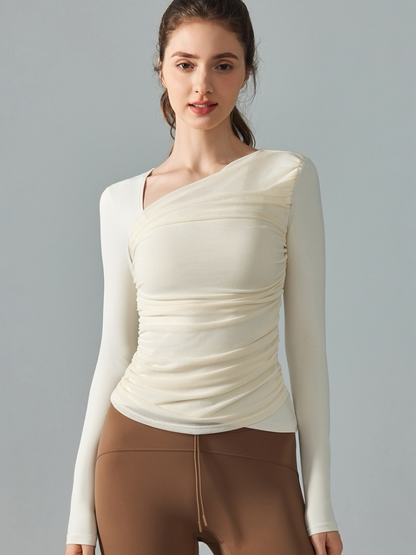 シアーアシンメトリーチュールトップス