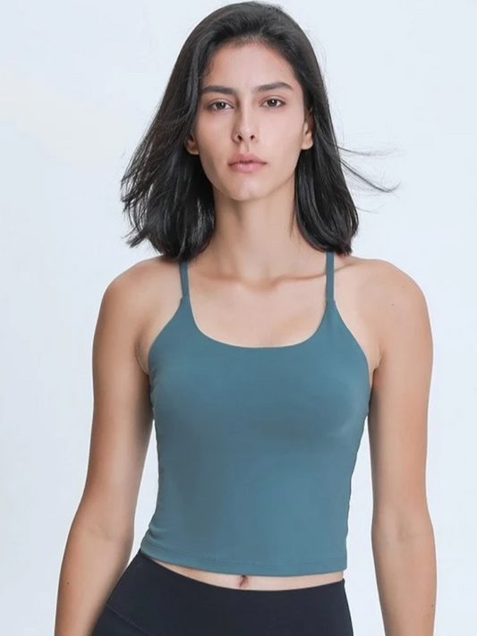 カップ付き スリムストラップ キャミソールトップス