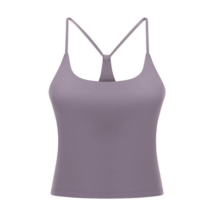 Slim Straps Camisole Top with Cups(long type)