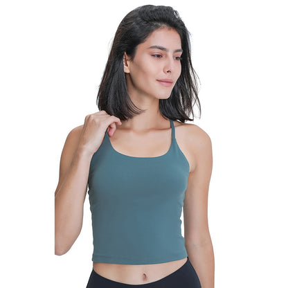 Slim Straps Camisole Top with Cups(long type)
