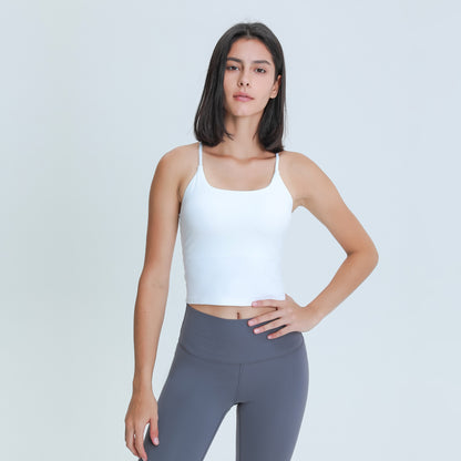 Slim Straps Camisole Top with Cups(long type)