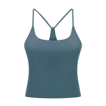 Slim Straps Camisole Top with Cups(long type)