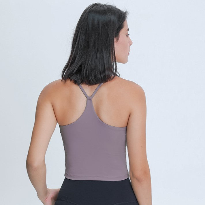 Slim Straps Camisole Top with Cups(long type)