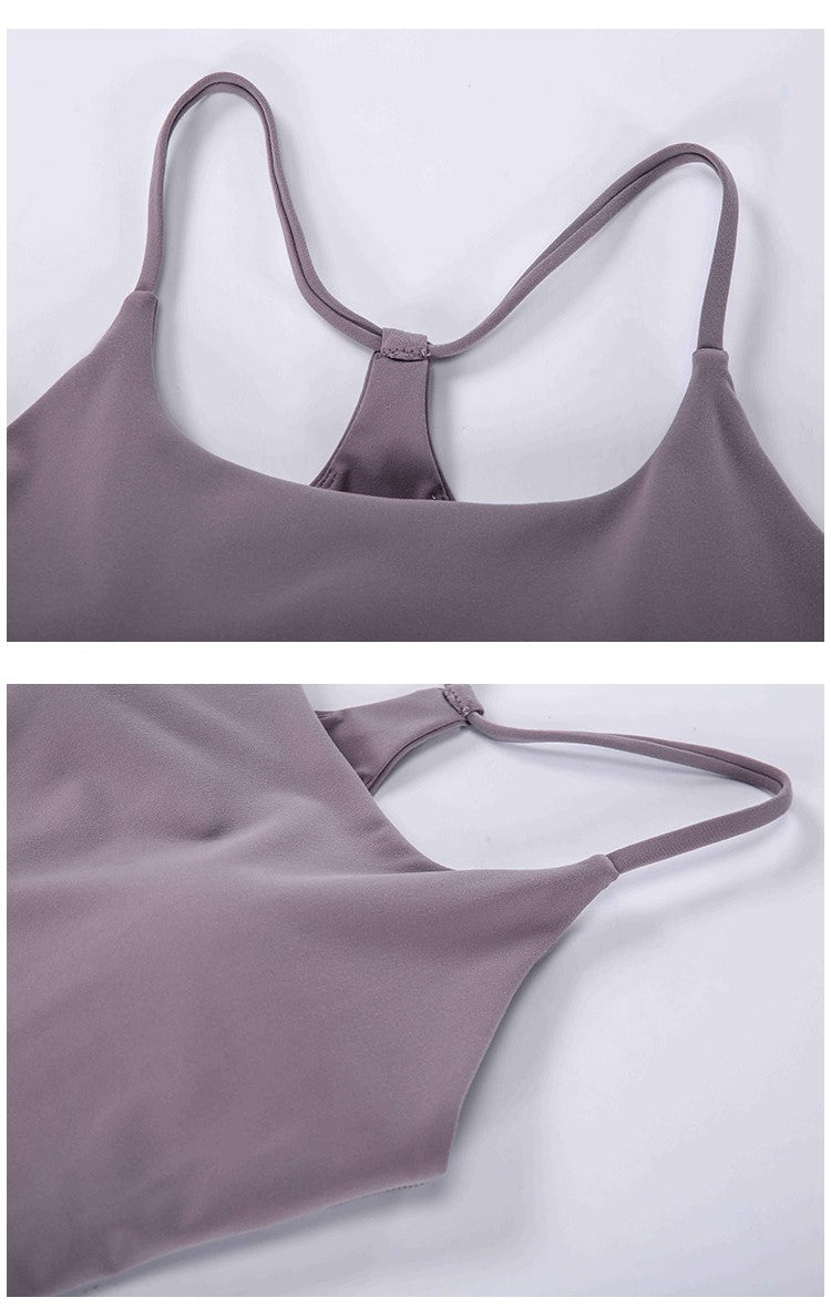 Slim Straps Camisole Top with Cups(long type)