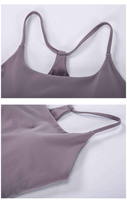 Slim Straps Camisole Top with Cups(long type)