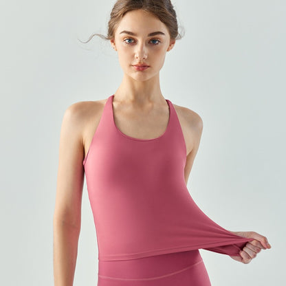 Cross back Camisole Top with Cups(long type)