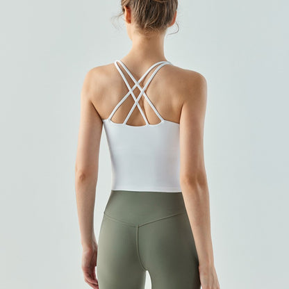 Cross back Camisole Top with Cups(long type)
