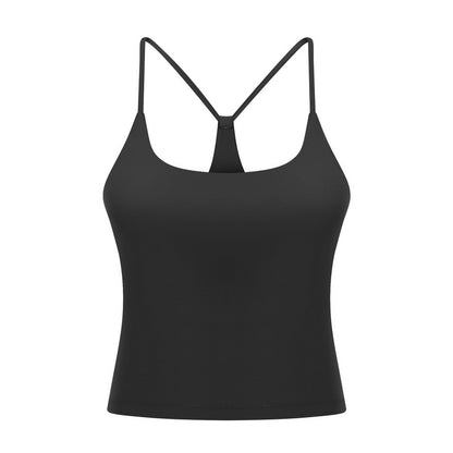 Slim Straps Camisole Top with Cups(long type)