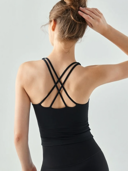 クロスバックキャミソールトップ_ブラック