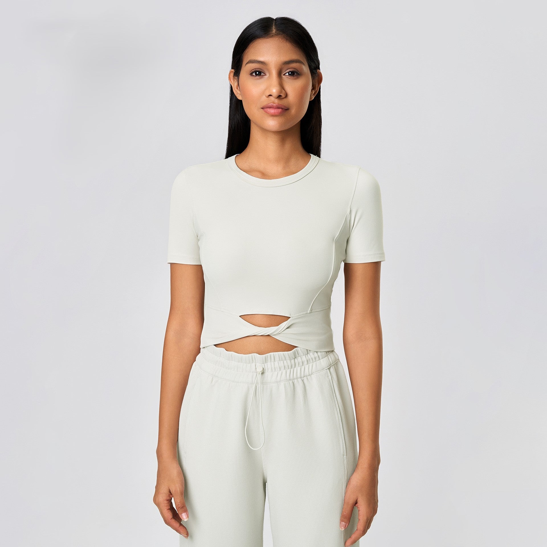 カットアウトクロップドTシャツ_アイボリー