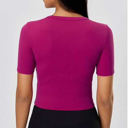 カットアウトクロップドTシャツ_ピンク