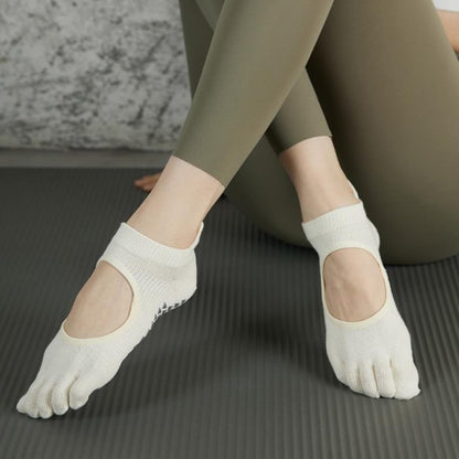 5本指滑り止めソックス_アイボリー