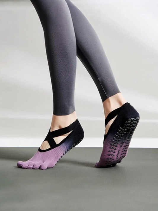 グラデーション5本指滑り止めソックス_パープル_ブラック