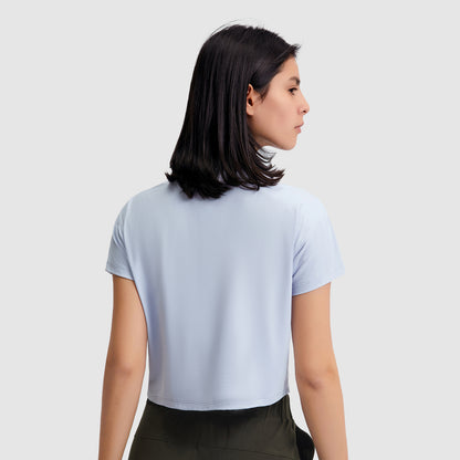 newmeロゴ入りショートトップス_ブルー