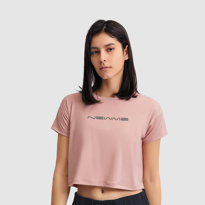newmeロゴ入りショートトップス_ピンク