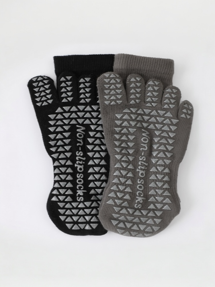 5本指滑り止めロングソックス_ブラック_グレー