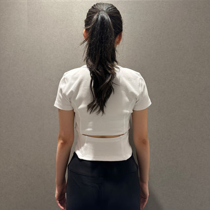 オープンバックデザインTシャツ_ホワイト