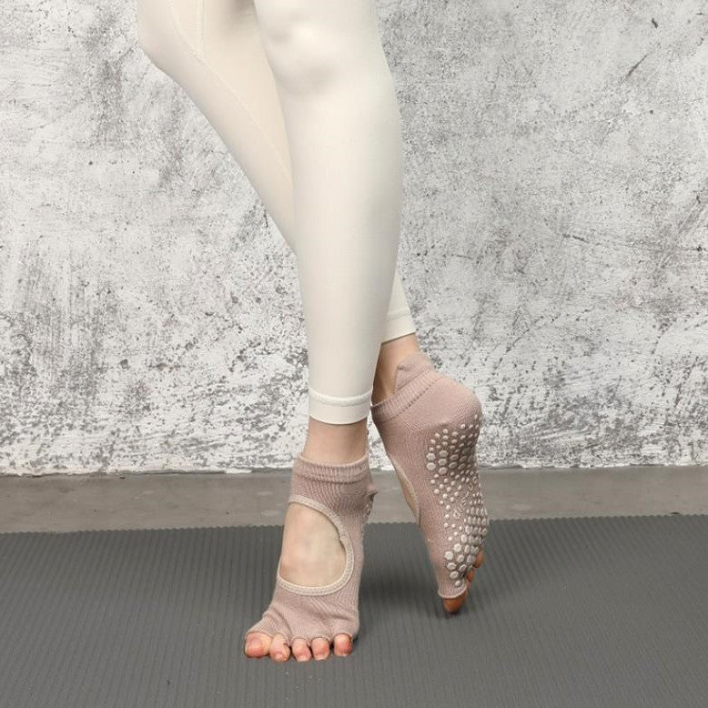 5本指オープントウ滑り止めソックス_ベージュ