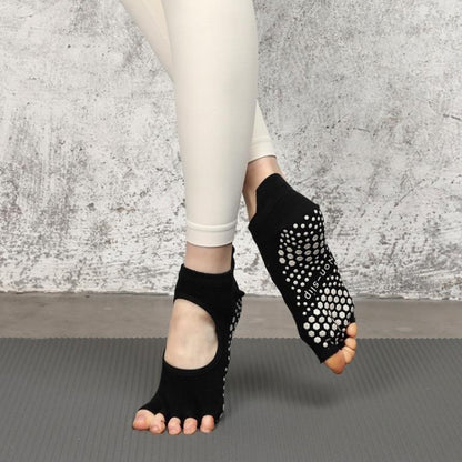 5本指オープントウ滑り止めソックス_ブラック