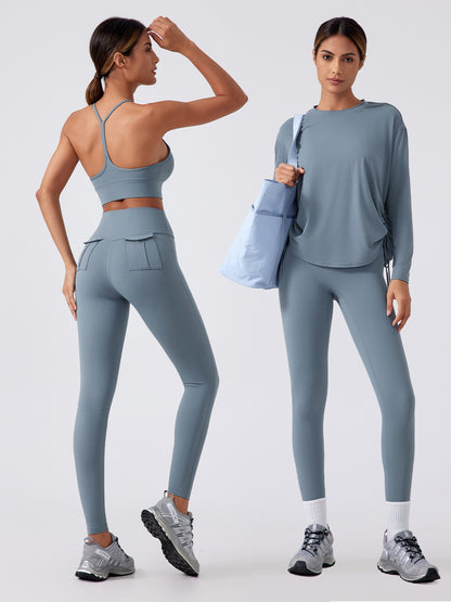 ポケット付きレギンス_ブルー