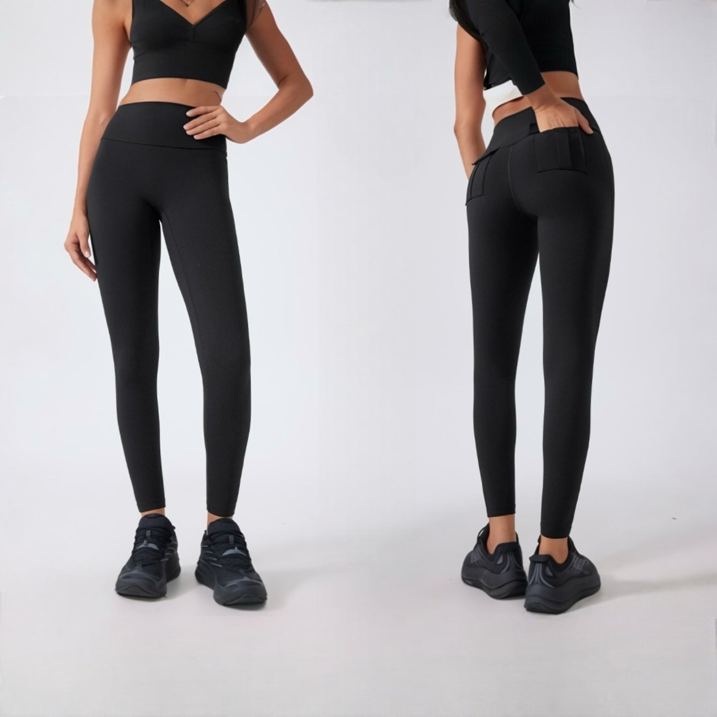 ポケット付きレギンス_ブラック