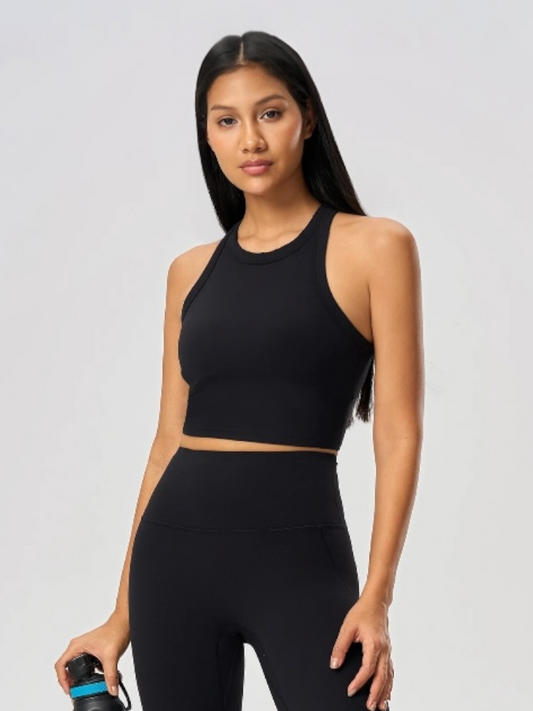 カップ付きレーサーバックタンクトップ_ブラック