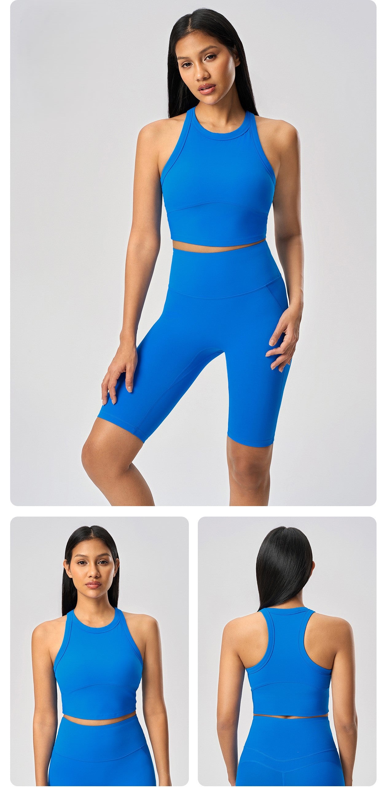 カップ付きレーサーバックタンクトップ_ブルー