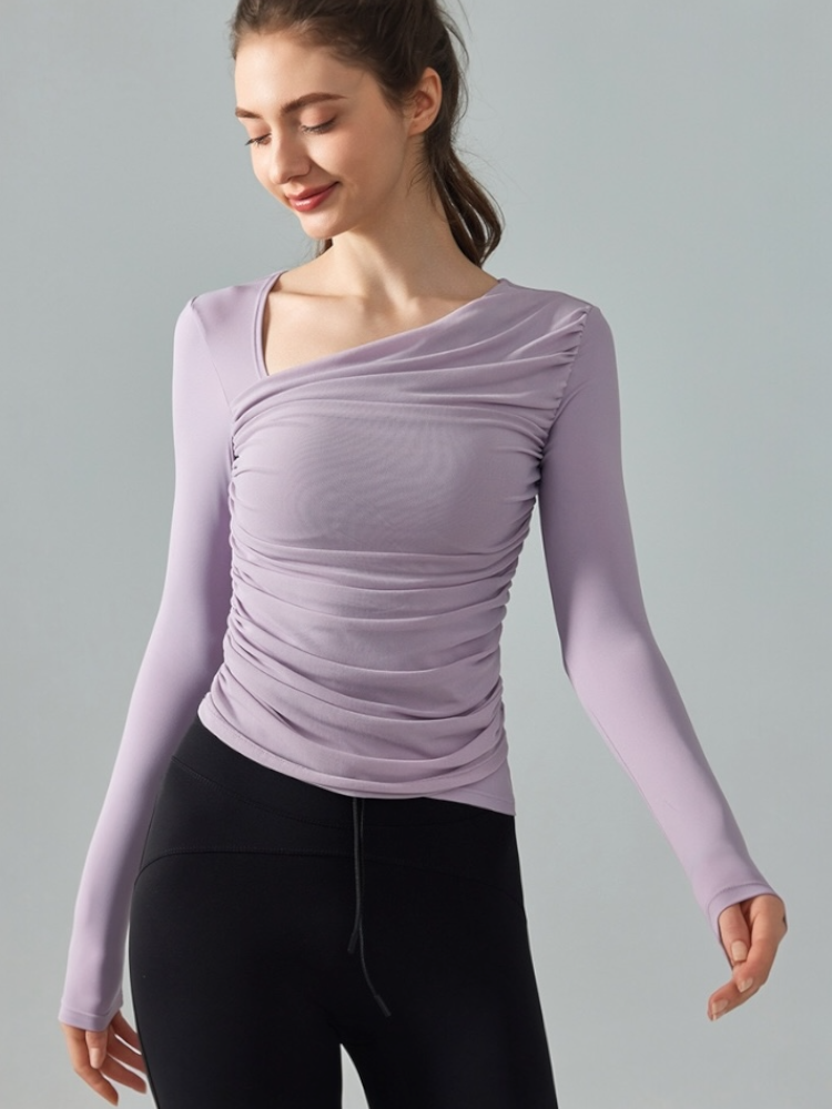 シアーアシンメトリーチュールトップス_パープル