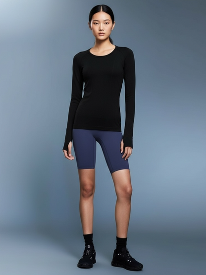 サムホール付ロングスリーブトップ_ブラック