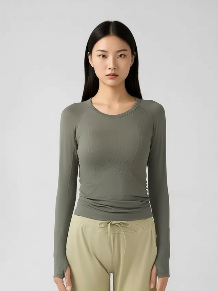 サムホール付ロングスリーブトップ_グリーン