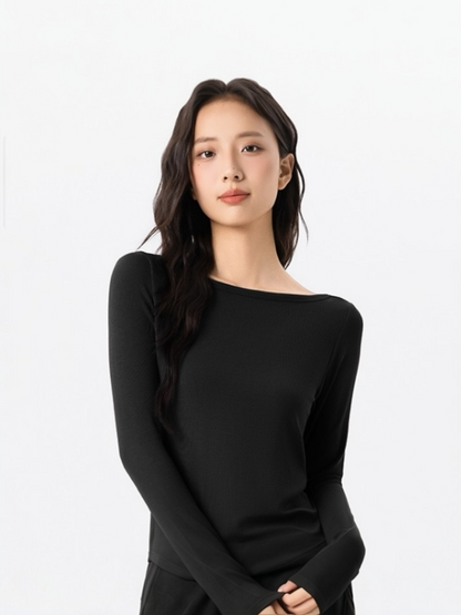 スムースタッチレーヨンTシャツ_ブラック