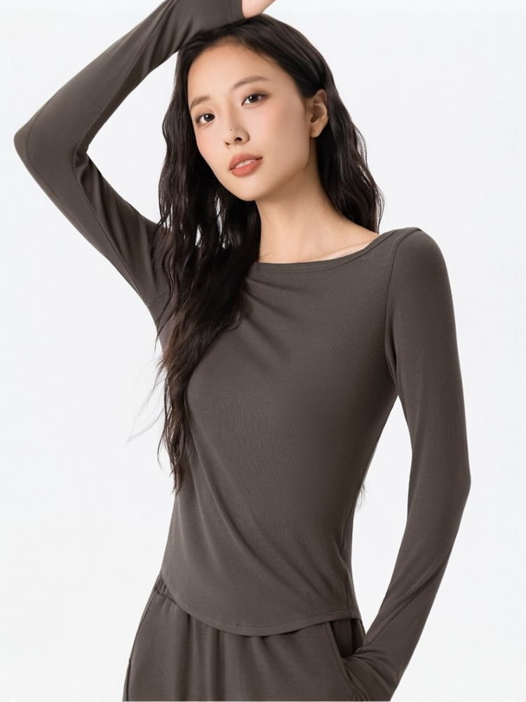 スムースタッチレーヨンTシャツ_グレージュ